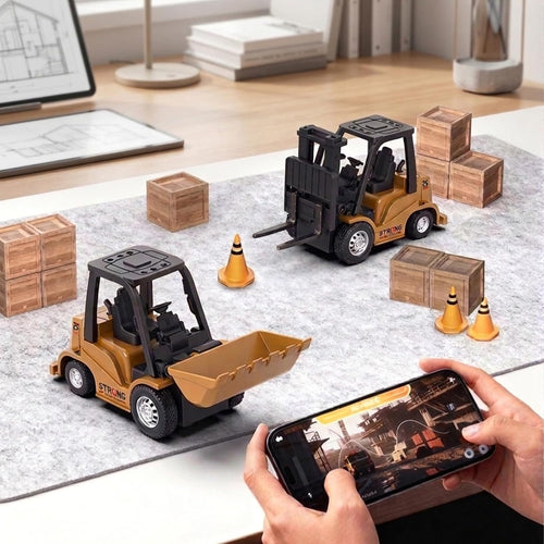 1/64 Mini RC Bulldozer Toy – Remote & App-Controlled Construction Vehicle for Kids, Type-C Charging, Interactive Multiplayer Functionality (Bulldozer)