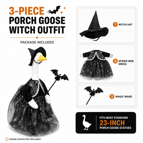 Halloween Porch Goose Outfit for 23 Inch Goose Statue, Witch Costume
