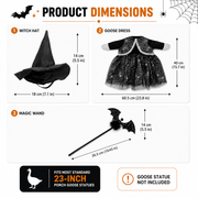 Halloween Porch Goose Outfit for 23 Inch Goose Statue, Witch Costume