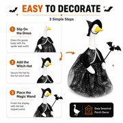 Halloween Porch Goose Outfit for 23 Inch Goose Statue, Witch Costume