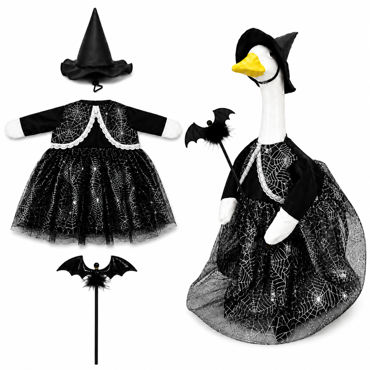 Halloween Porch Goose Outfit for 23 Inch Goose Statue, Witch Costume