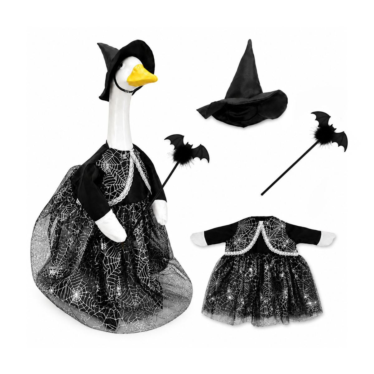 Halloween Porch Goose Outfit for 23 Inch Goose Statue, Witch Costume