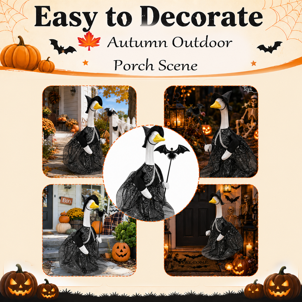 Halloween Porch Goose Outfit for 23 Inch Goose Statue, Witch Costume