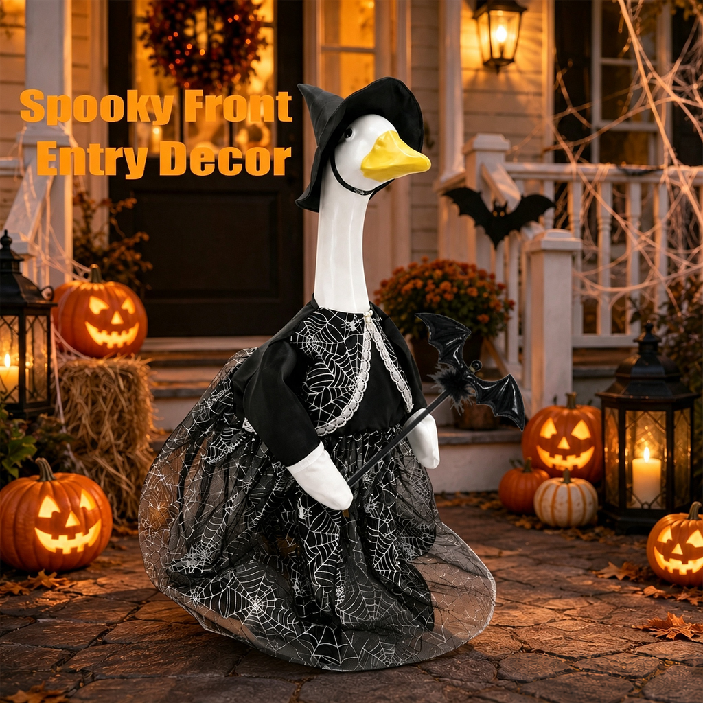 Halloween Porch Goose Outfit for 23 Inch Goose Statue, Witch Costume