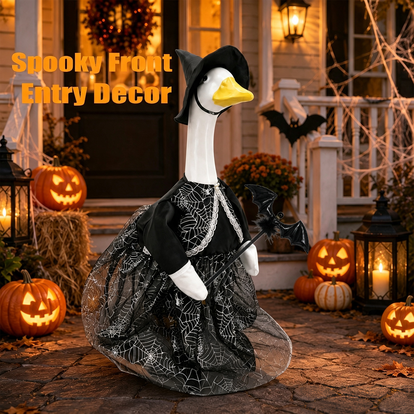 Halloween Porch Goose Outfit for 23 Inch Goose Statue, Witch Costume