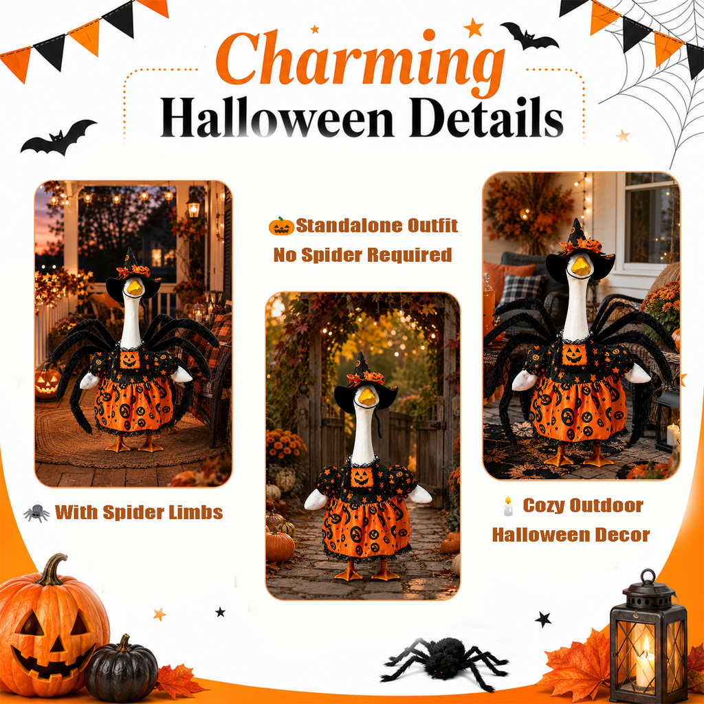 Halloween Porch Goose Outfit 3-Piece Witch Costume for 23 Inch Goose