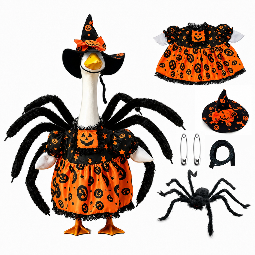 Halloween Porch Goose Outfit 3-Piece Witch Costume for 23 Inch Goose